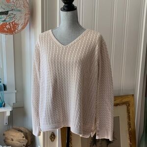 Talbots Woman 100% cotton cable knit v neck sweater cropped 2X or oversized